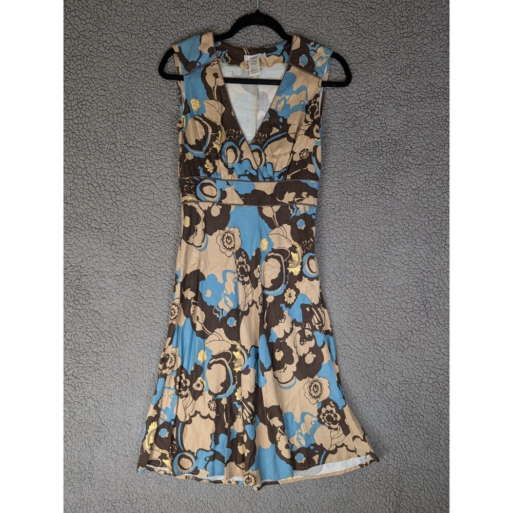 Filippa K Dress Sleeveless Geometric 70s Print Size Small Brown Blue Scandinavia
